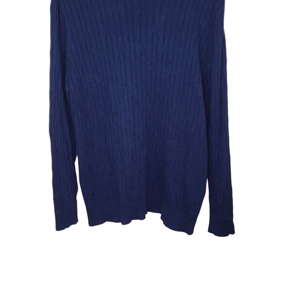 Alfani 100% Cotton Navy Blue Ribbed Crew Neck Pullover Sweater Size XXL - Picture 3 of 7